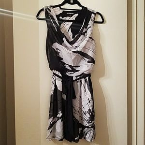 Express Black & White Cowl Neck Chiffon Dress